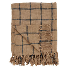 Cargar imagen en el visor de la galería, Frazada Camel con Cuadros Azules