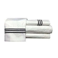 Cargar imagen en el visor de la galería, Sábana Blanca con Bordado Negro