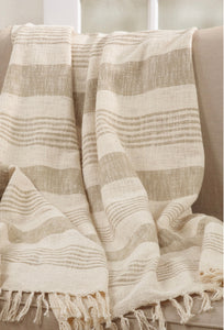 Frazada Rayada Crema con Beige