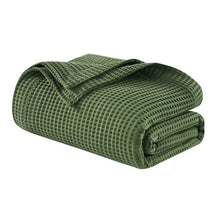 Cargar imagen en el visor de la galería, Colcha Waffle Verde Olivo 100% Algodón
