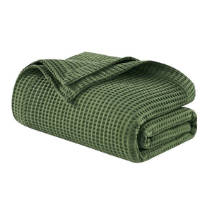 Colcha Waffle Verde Olivo 100% Algodón