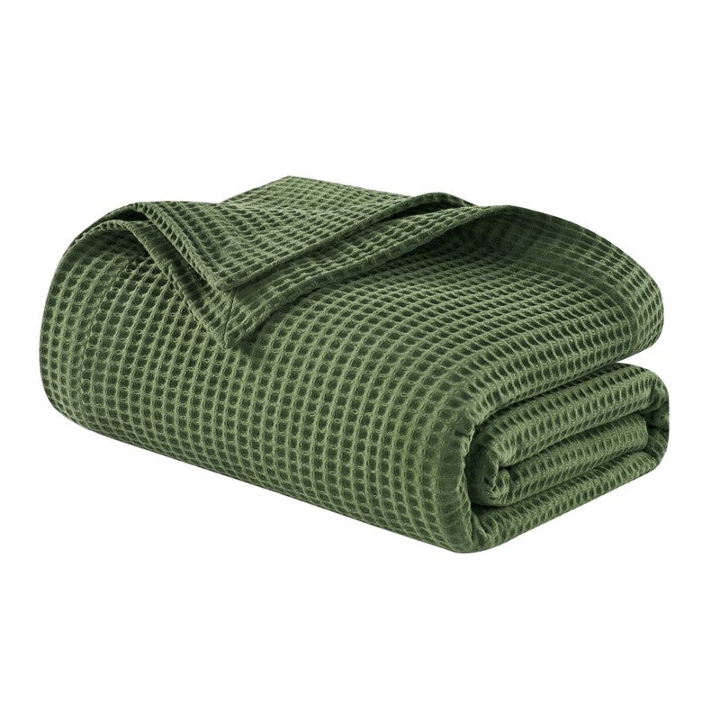 Colcha Waffle Verde Olivo 100% Algodón